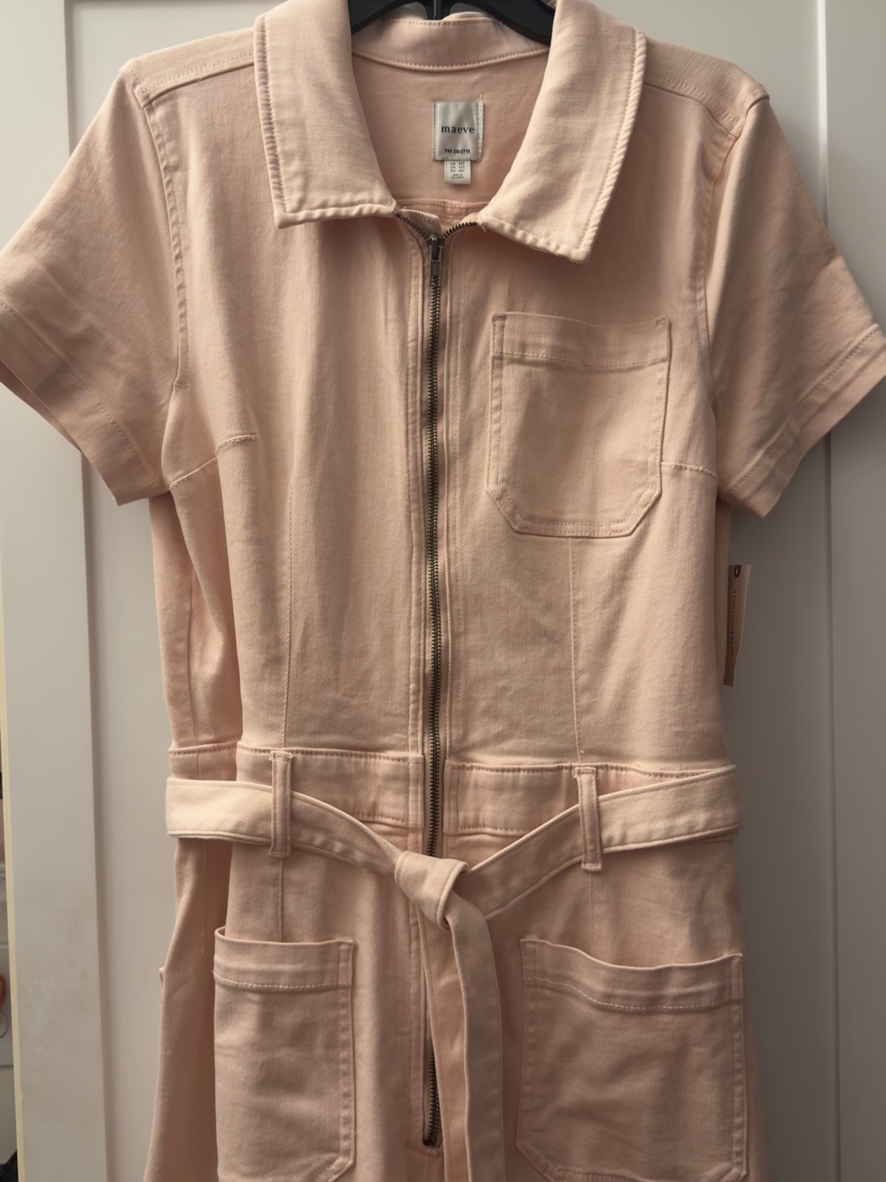 Maeve Soft Blush Zip-Up Jumpsuit
